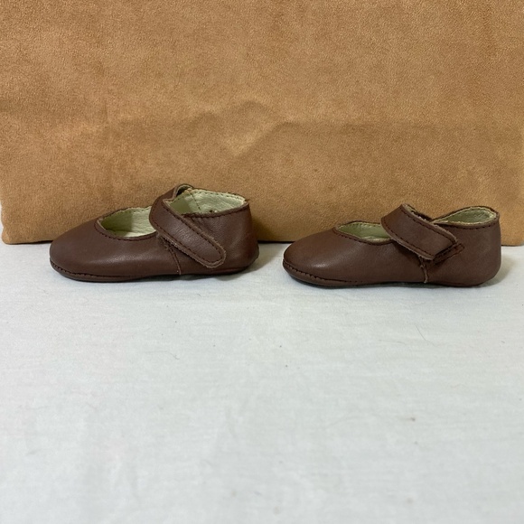BABY GAP Brown Leather Velcro Closure Baby Shoes Size 1 - Picture 2 of 10